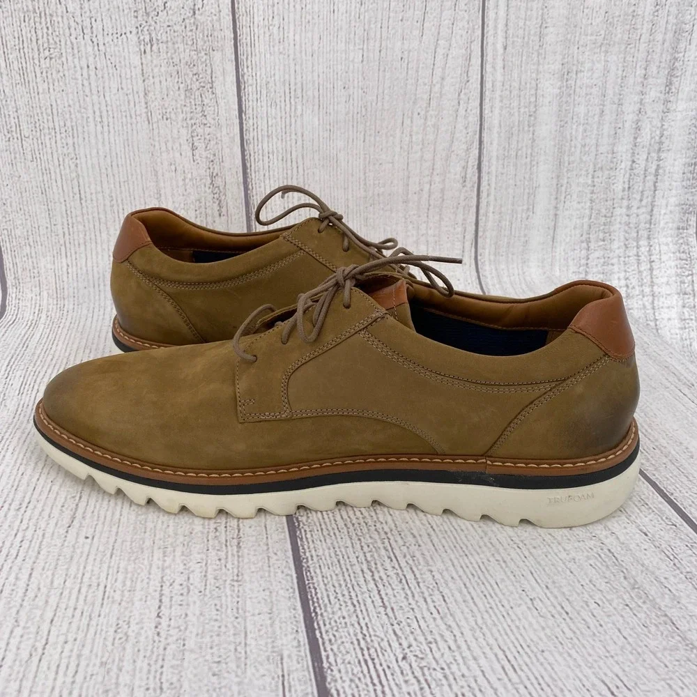 Johnston & Murphy Braydon Oxford Mens 13M Tan Nubuck Leather Dress Shoes Casual